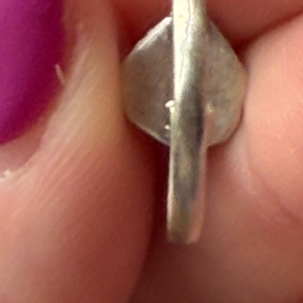 Sterling Silver Triangle Turquoise Ring - Gold Hi… - image 3